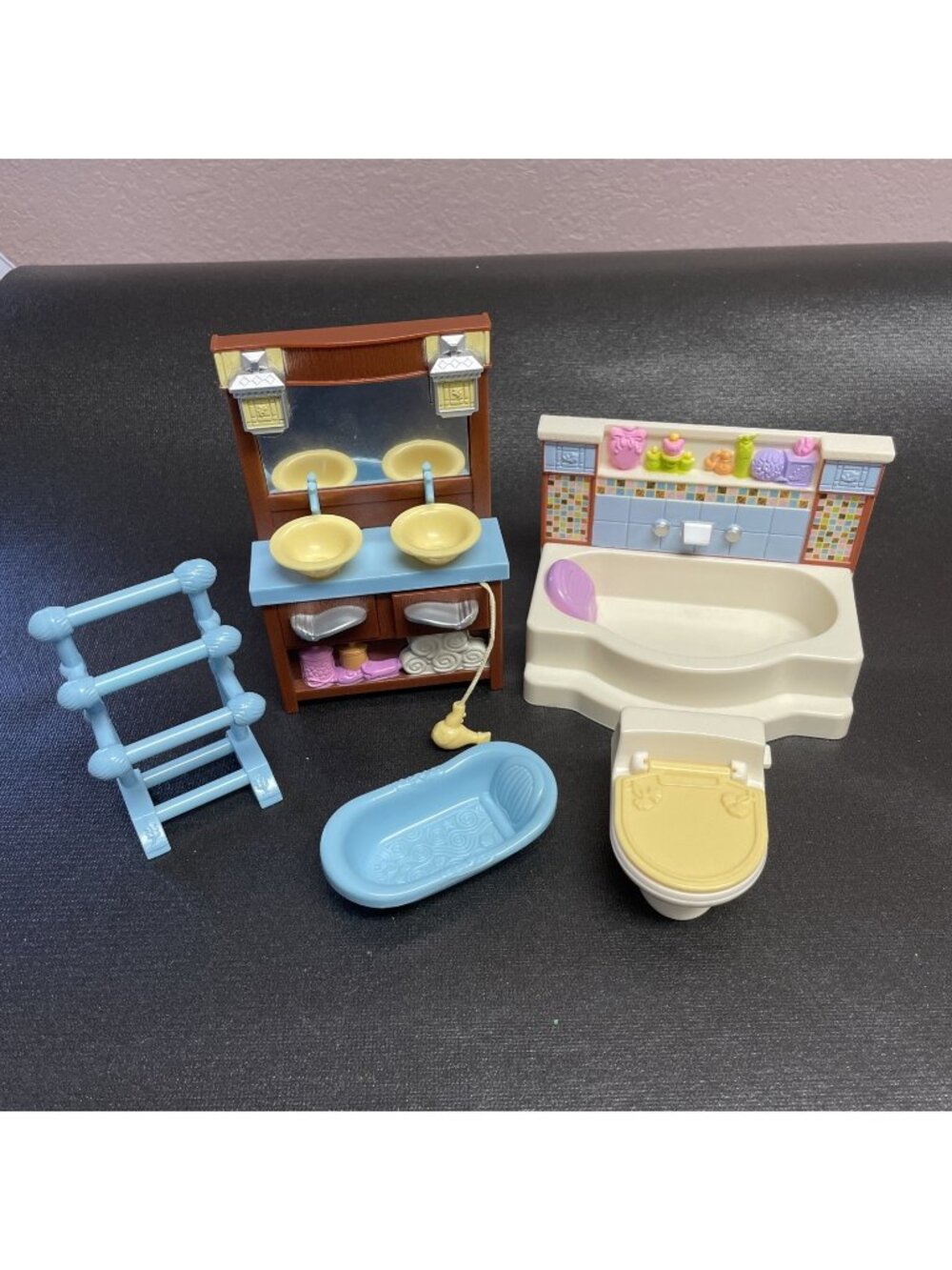 Fisher Price Loving Family Dollhouse Bathroom Lot Double Sink Toilet Bathtub